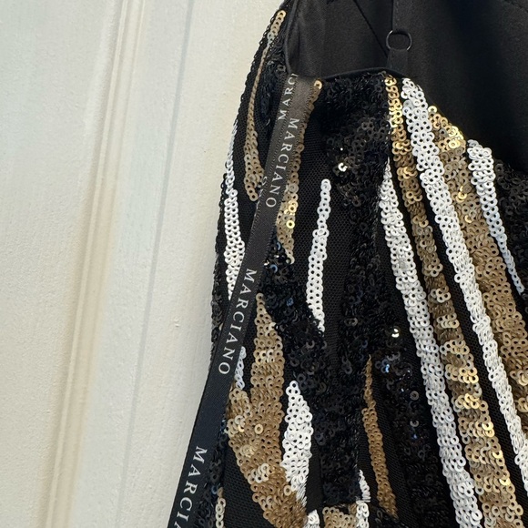 Marciano Black and Gold Sequin Backless Dress - Picture 9 of 11